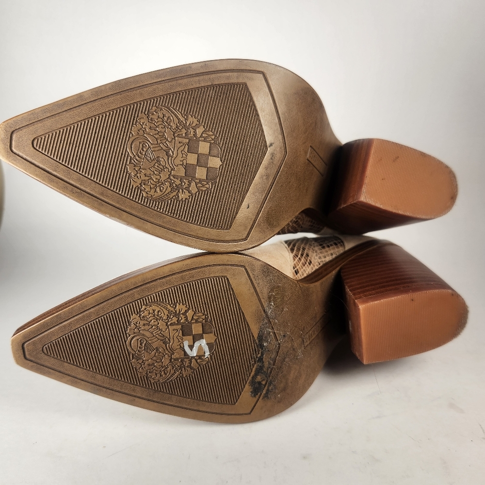 VINCE CAMUTO Women's Gannilla Suede Snake Skin Boot 6.5 Beige Leather Western - Picture 10 of 13